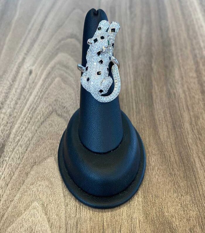 Sterling Spotted Panther Ring