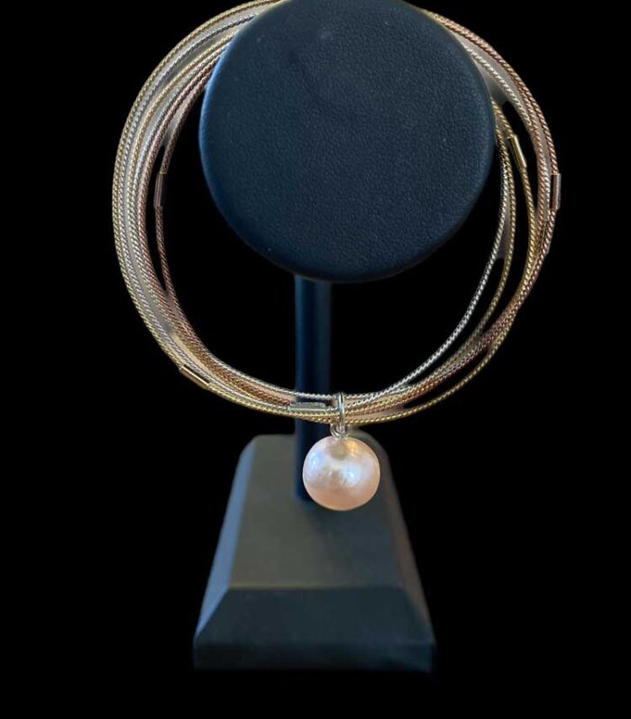 Sterling Silver Large 6 Row Wire Bangle with FWP