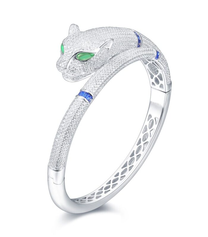 Green-Eye Panther w/Blue CZ Acct Brac