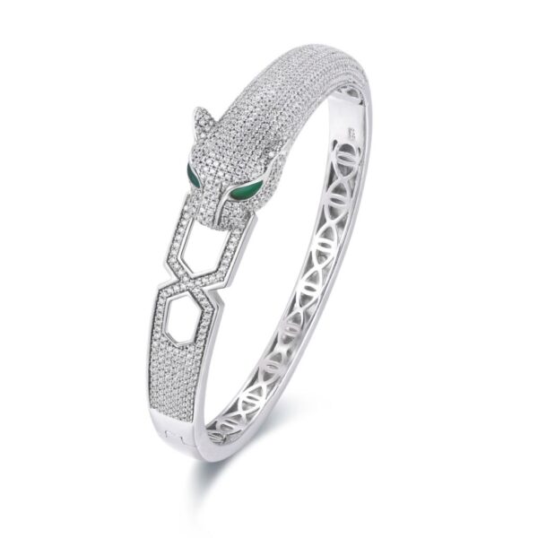 Panther w/ CZ Bar in Mouth Bangle