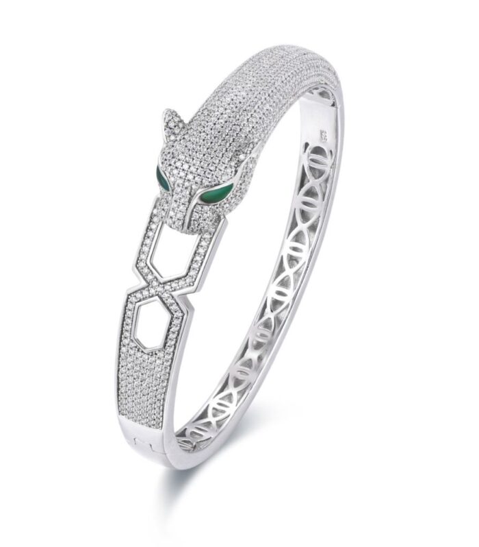 Panther w/ CZ Bar in Mouth Bangle