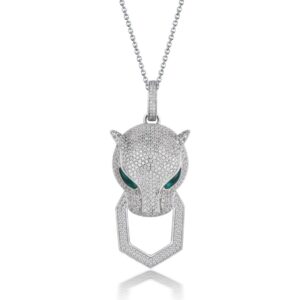 Panther w/Blue CZ Acct in Mouth Pend