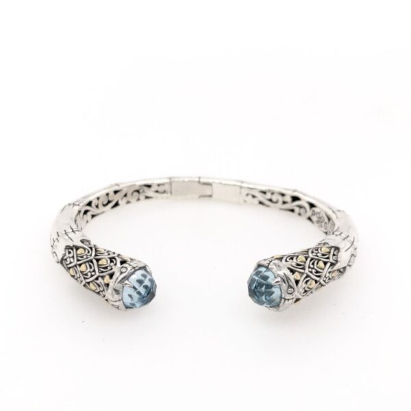 18KT Blue Topaz w/ Bamboo Cuff