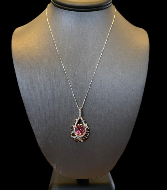 Sterling Silver Pink White Topaz Smoky Quartz Pendant