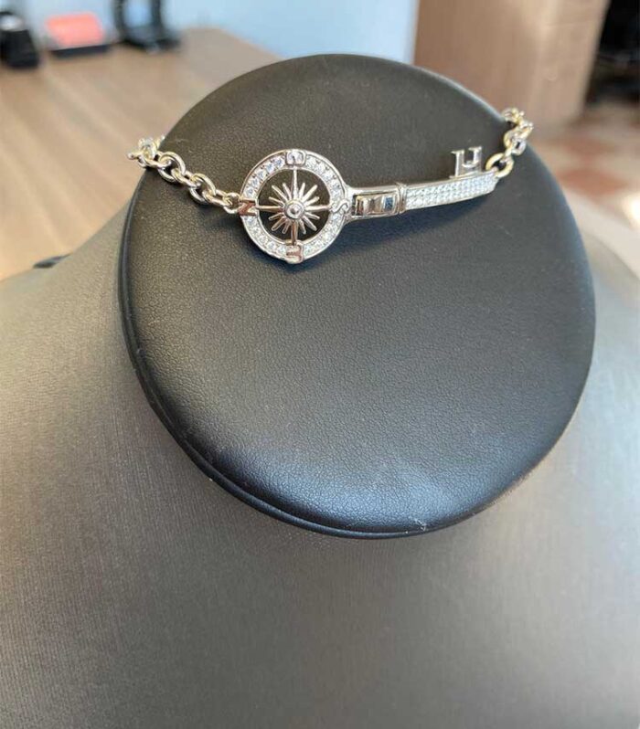 Sterling Silver Compass Key Bracelet