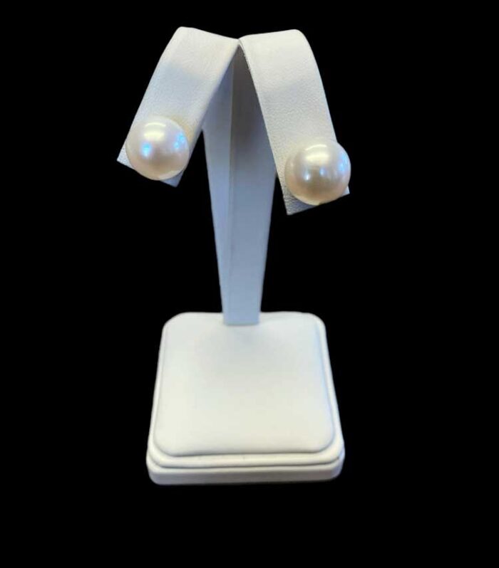 Sterling Silver 12-13mm Button White FWP Studs Earrings