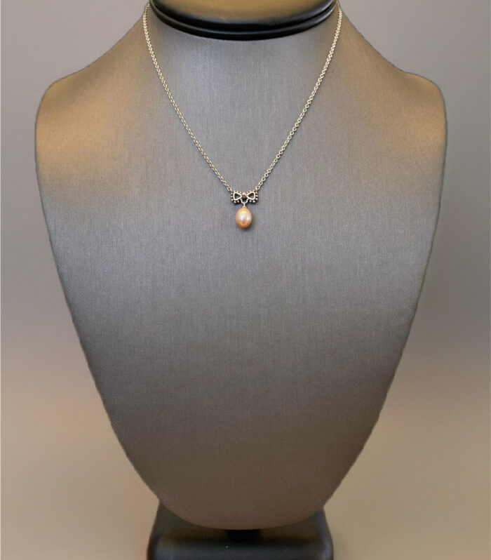 Sterling Silver Girls Bowtie FWP 14’’ Necklace