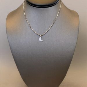 Sterling Silver Crescent Moon CZ Pendant