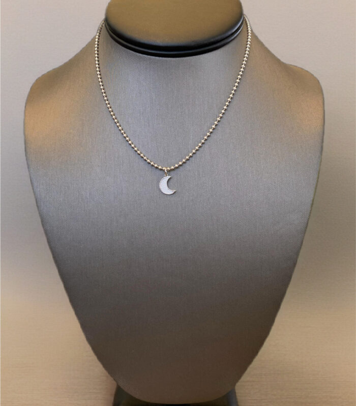 Sterling Silver Crescent Moon CZ Pendant
