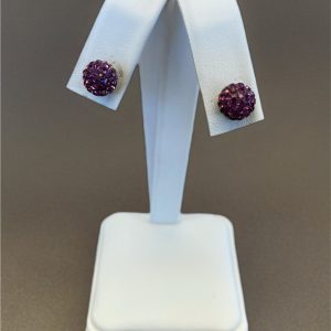 Sterling Silver 8mm Roller Ball Amy Crystal Earrings