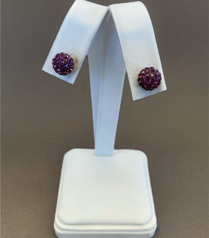 Sterling Silver 8mm Roller Ball Amy Crystal Earrings