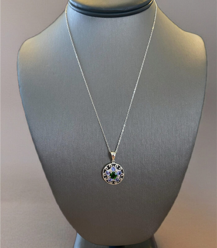 Sterling Silver STG Diopside & Tanzanite Pendant