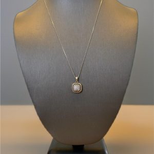Sterling Silver Micro Pave Square Weave Pendant
