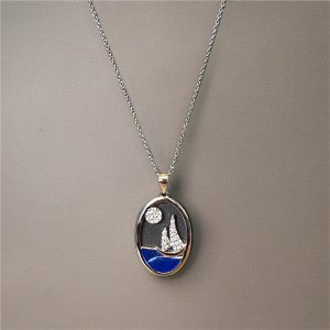 Sterling Silver Oval Sailboat Oasis Pendant