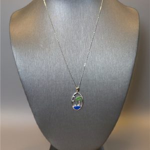 Sterling Silver Oval Oasis Palm Tree Pendant