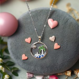 Sterling Silver Circle Under the Sea Oasis Pendant