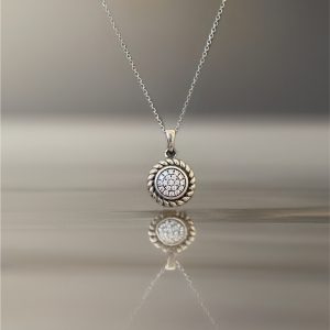 Sterling Silver Micro Pave Circle Weave Pendant