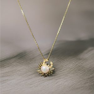 Sterling Silver Yellow FWP & CZ Tippy-Toeing Crab Pendant