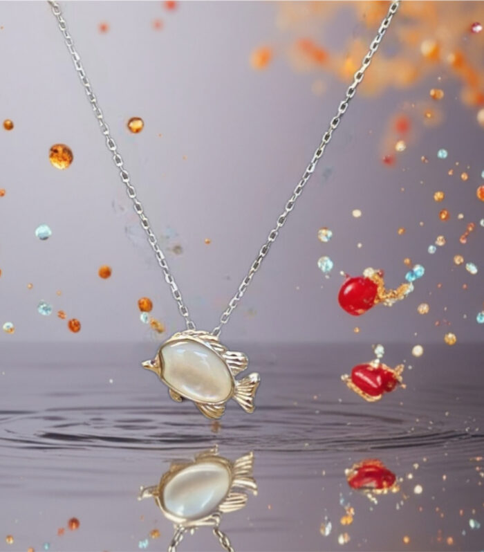 Sterling Silver Mother of Pearl Coral Reef Fish Pendant