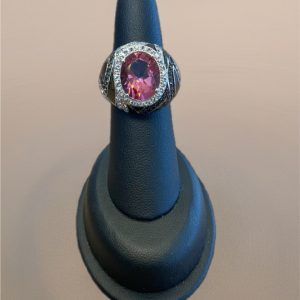 Sterling Silver Pink White Topaz Smoky Quartz Ring