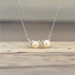 Sterling Silver FWP with White Topaz “XOXO” Necklace