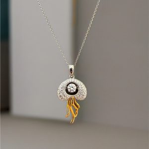 Sterling Silver White/Yellow GIM Jellyfish Pendant