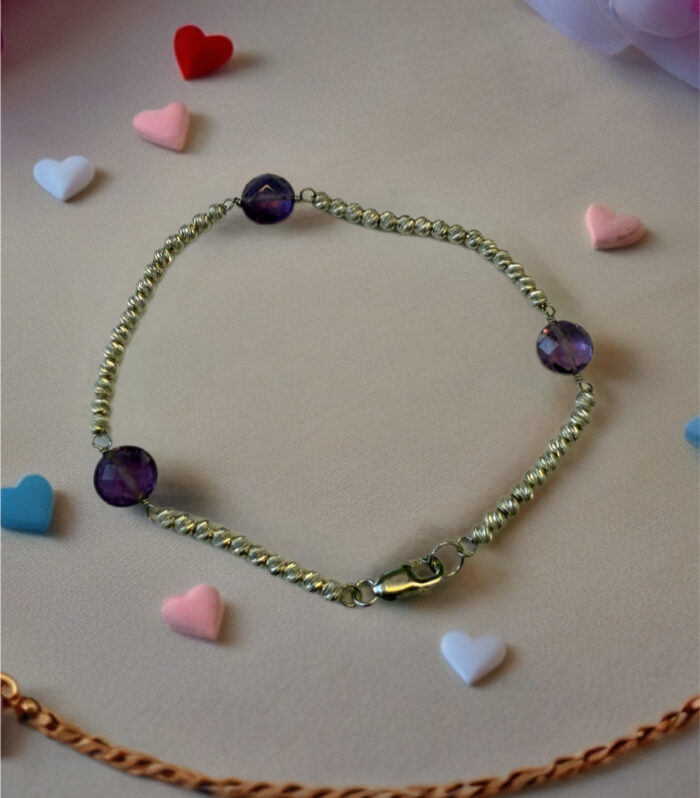 Sterling Silver 8mm Amethyst Brilliance Bead Bracelet