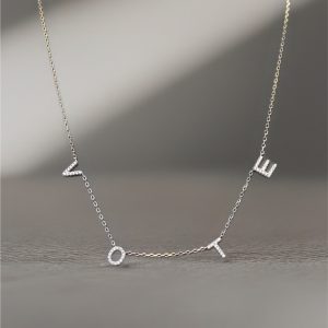 Sterling Silver White/Yellow Vote CZ Necklace.