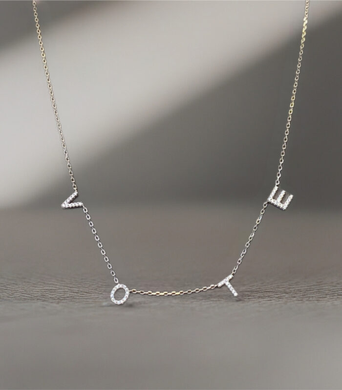 Sterling Silver White/Yellow Vote CZ Necklace.