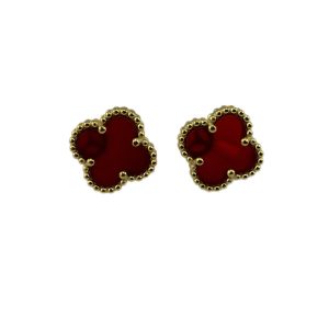 Sterling Silver White/Yellow Clover Coral Studs Earrings