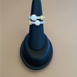 Sterling Silver 7-8mm FWP Double Row Ring