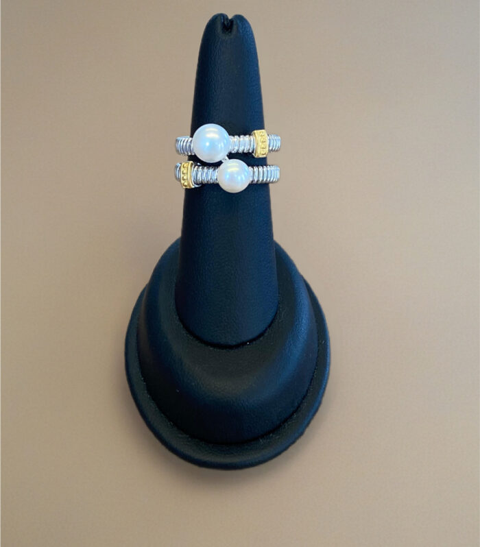 Sterling Silver 7-8mm FWP Double Row Ring