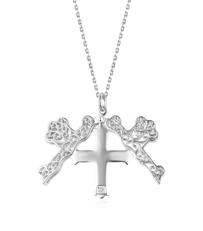 HIDDEN ROYAL CROSS W/ .01 DIA PENDANT