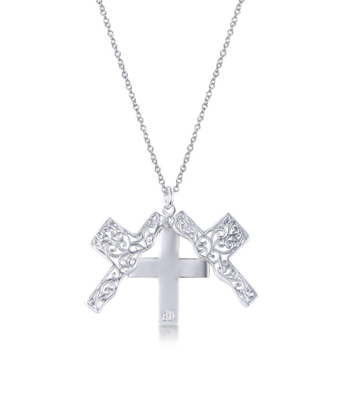 HIDDEN CROSS W/ .01 DIA PENDANT