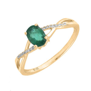 Emerald Diamond Twist Ring