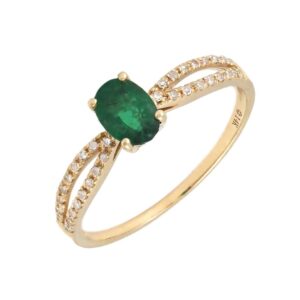 Emerald Dbl Row Diamond Ring