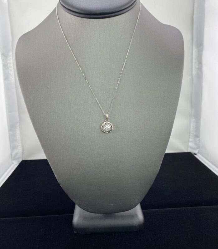 Sterling Silver Micro Pave Circle Weave Pendant