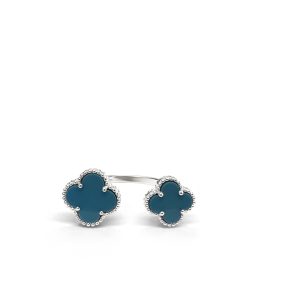 Sterling Silver Double Clover Turquoise Ring