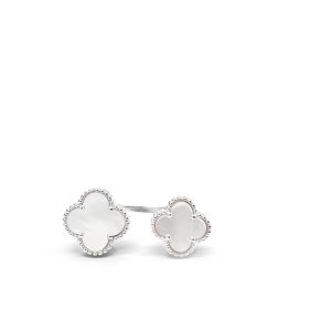 Sterling Silver Double Clover Mother of Pearl Ring