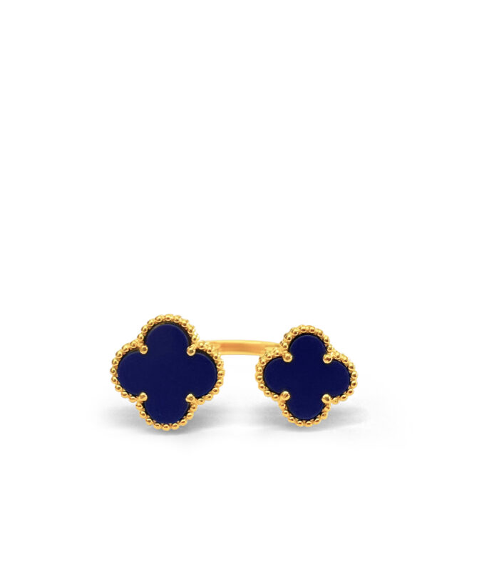 Sterling Silver Double Clover Blue Lapis Ring