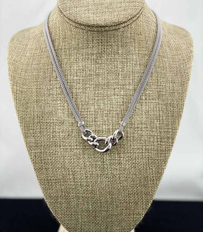 Sterling Silver Popcorn Chain with Cuban Links Necklace