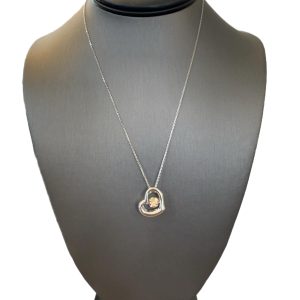 Sterling Silver Open Sideways Heart Canary Gems in Motion Pendant