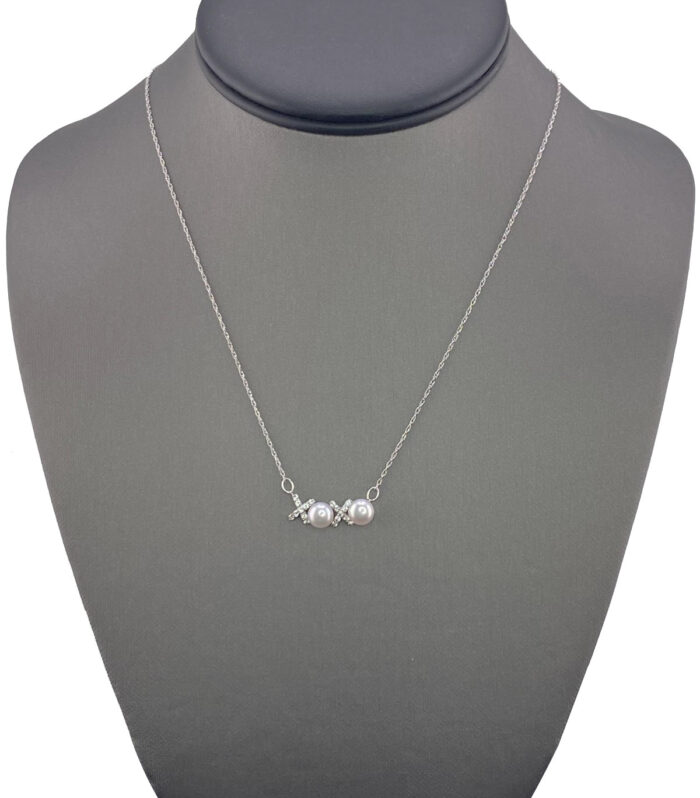 Sterling Silver FWP with White Topaz “XOXO” Necklace