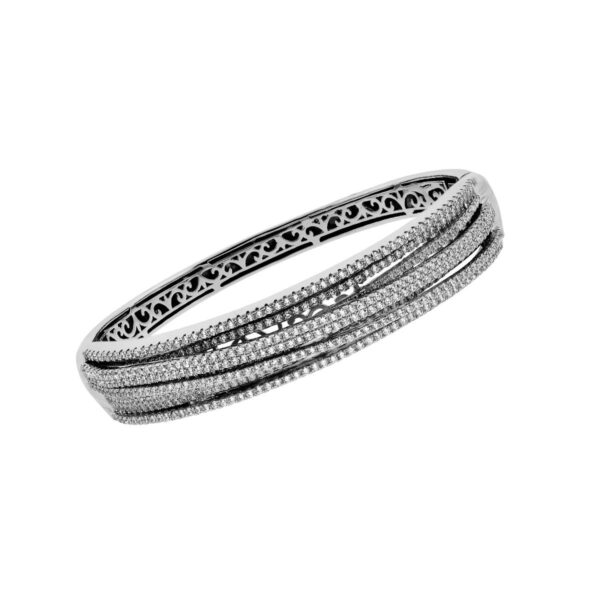 Multi Row White CZ Interlocking Bangle