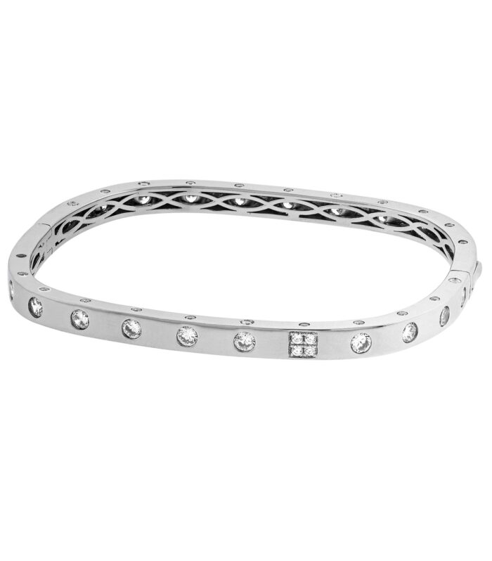 Fancy Bezel Set White CZ Bangle