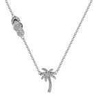 White CZ Palm Tree & Sandal Hang Tag Charm Necklace