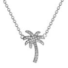 White CZ Palm Tree & Sandal Hang Tag Charm Necklace