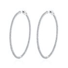 White CZ X-Large Narrow Inside-Out Hoop Earrings