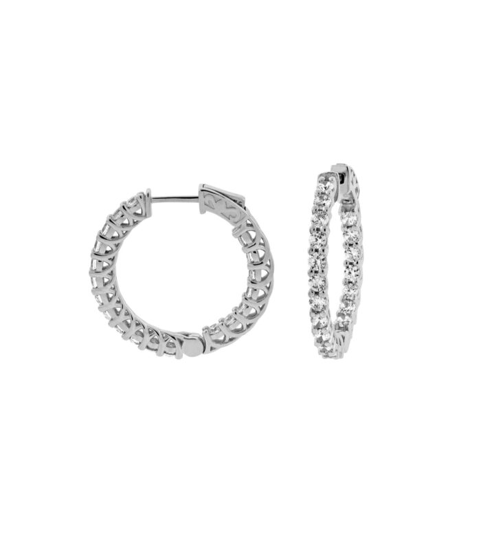 White CZ Lucida Hoop Earrings
