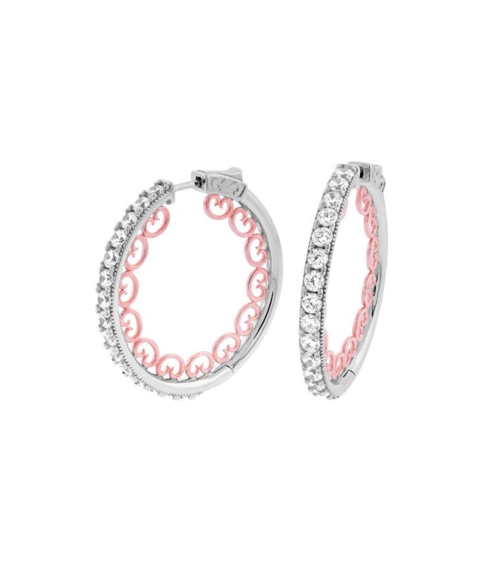 White CZ Swirl Gallery Hoop Earrings